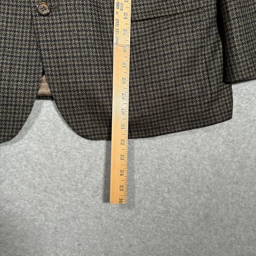 VTG Oscar de la Renta Mens Brown Houndstooth Wool Blazer Sport Coat 44R